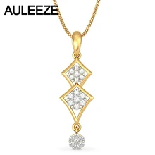 Famoso Estilo Único Agua Gota 585 Collar de Oro Sólido 14 K Oro Amarillo de La Joyería 0.43 CTTW Bienes Naturales Colgantes de Diamantes para Las Mujeres