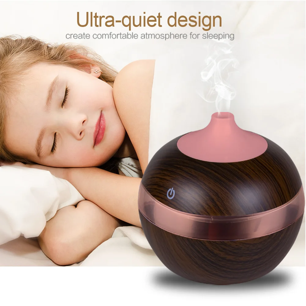 

KBAYBO USB 130ml Mini Oil Diffuser Air Purifier wood Ultrasonic Cool Mist fogger Humidifier LED light for Office Home car