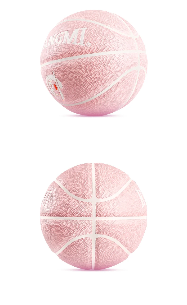 Kuangmi красивый розовый Баскетбол мяч Официальный Размеры 7 из искусственной кожи Крытый баскетбольные мячи для женщин обувь девочек Training