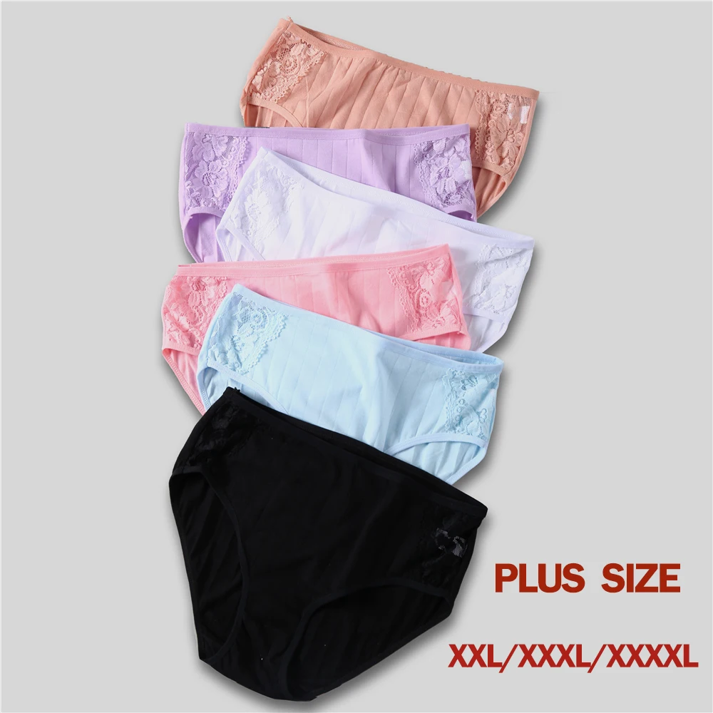 

Lace Panties Women Fashion Cozy Plus Size 2XL 3XL 4XL Lingerie Briefs High Quality Cotton Middle Waist Cute Women Underwear