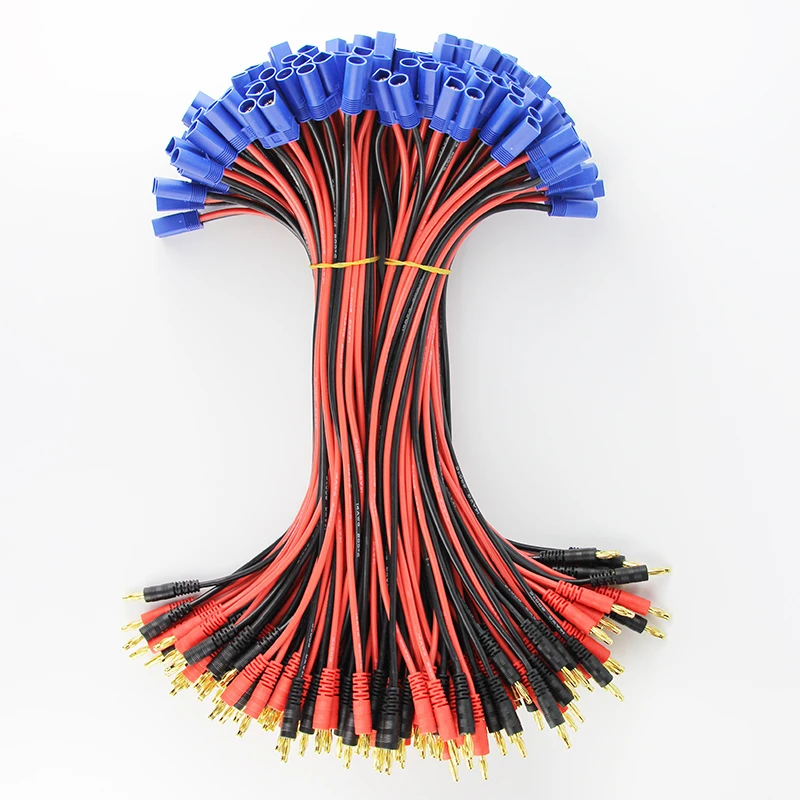 50pcs/100 pcs 30cm EC5 to 4.0mm Banana Connector with 14 AWG Silicone Charge Cable Connect Wire for RC Power Supply