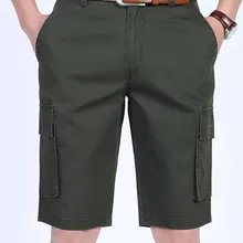 Летние пляжные шорты милитари, размер 30-44, однотонные прямые мужские шорты, мужские повседневные шорты из хлопка