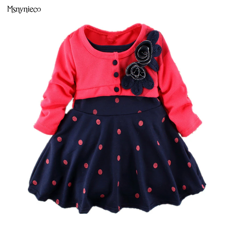 2017 BabyToddler Girl Dresses Princess Polka Dot Dress Long Sleeve Kids Dresses for Girls vestidos infantil