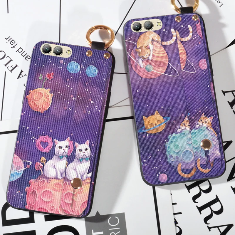 

Cartoon Starry Sky Stand Cases For Huawei Nova Lite Wrist Strap Ring Cover Capa For Huawei Nova Plus / G9 Plus Holder Case