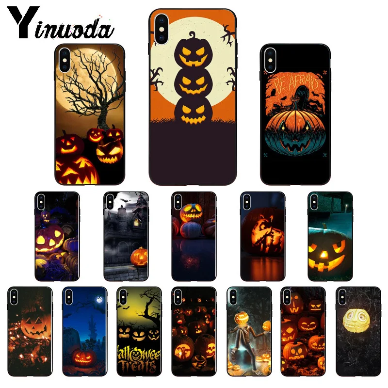 Yinuoda чехол для телефона на Хэллоуин тыква черный мягкий из ТПУ iPhone 6S 6plus 7 7plus 8Plus X Xs