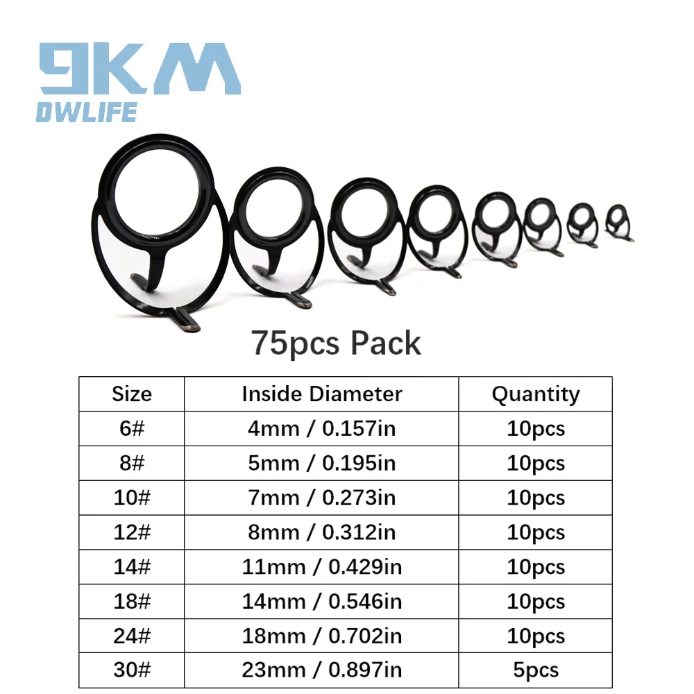 75 шт., направляющие для удочек, двойные ножки, керамическое кольцо, телескопическое серфинговое литье, направляющие наконечники для удочки, Аксессуары Для Удочек