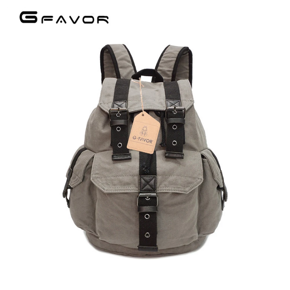 

Retro Canvas Bag Men Multi-function Backpack Fashion Gray/Khaki Student Schoolbag Leisure Big-capacity Travel Walking Knapsack