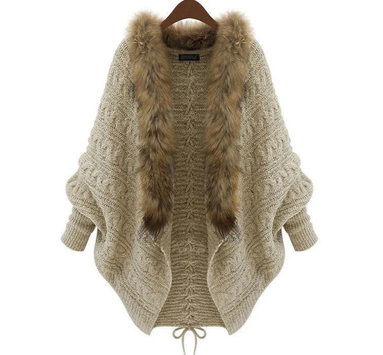 Popular Cardigan Shawl Collar-Buy Cheap Cardigan Shawl Collar Lots 2017 Autumn Winter Women Cardigans Sweater Shawls Big Wraps Bat Sleeve Knit Cardigan Fur Shawl Collar - Popular Cardigan Shawl Collar-Buy Cheap Cardigan Shawl Collar Lots
