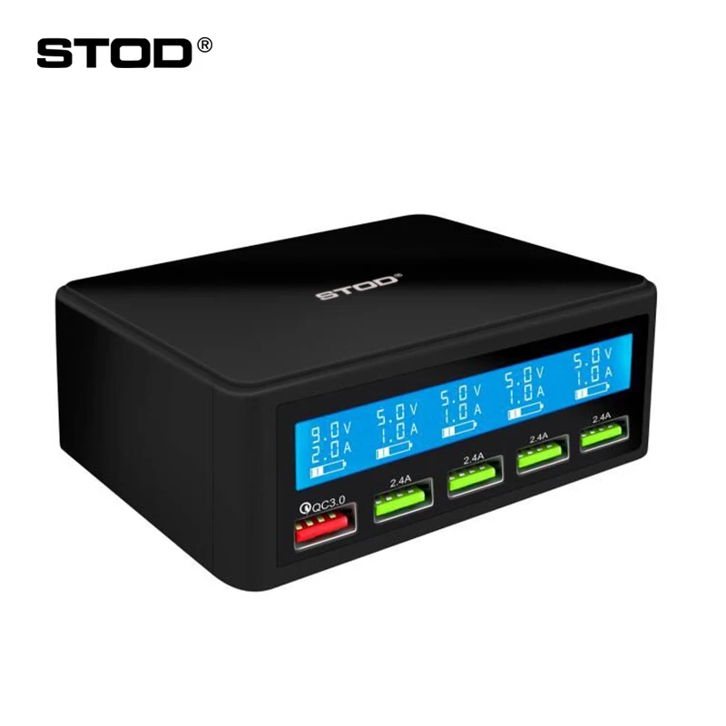 Зарядное устройство STOD с 5 USB портами 50 Вт светодиодный дисплей быстрая зарядка 3 0 для iPhone iPad Samsung Huawei Nexus Mi