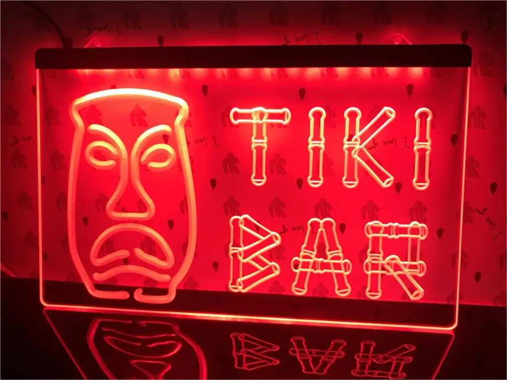 

I552- Tiki Bar Bamboo Display Mask led Light Sign