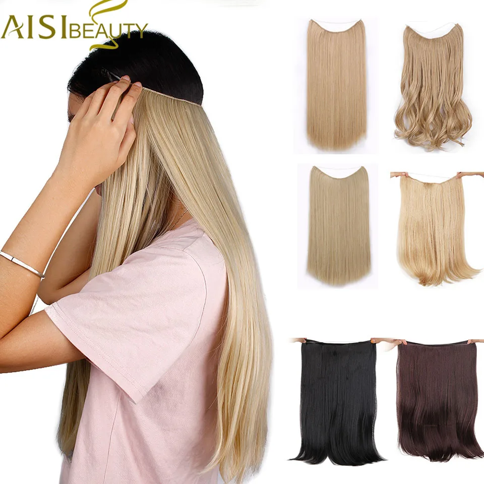 AISI BEAUTY Long Synthetic Hair Heat Resistant Hairpiece Fish Line