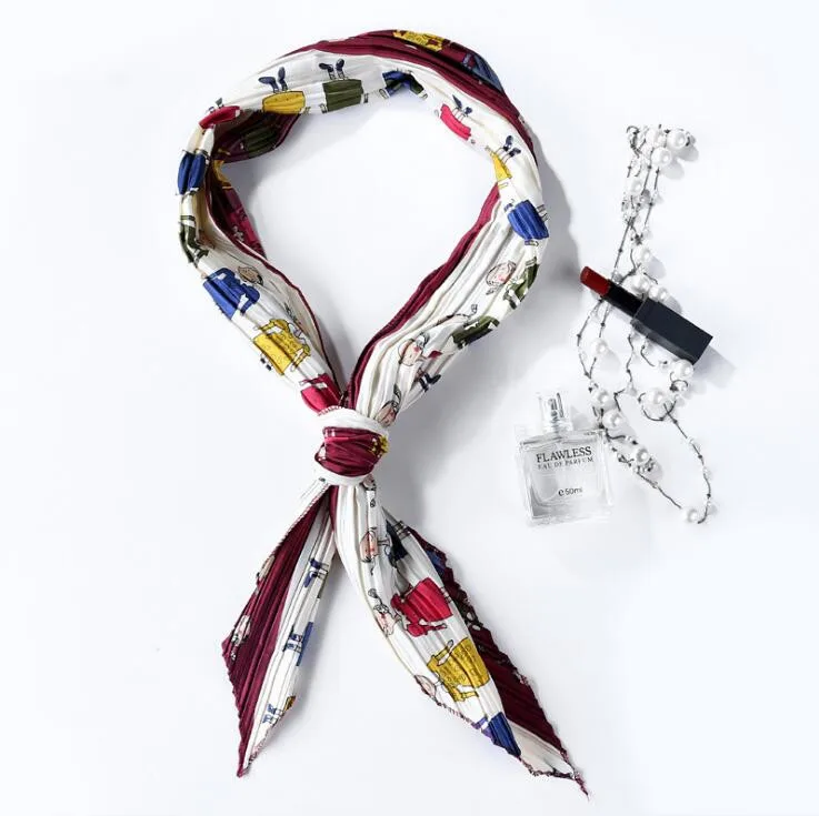 Летний складной Шелковый шарф для женщин, модные женские шарфы, женские шелковые шарфы с принтом, Супер длинная Узкая сумка, полосы, маленькие полотенца, галстук - Цвет: 13