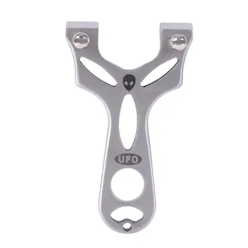

Stainless Steel UFO Alien Hunting Slingshot with Flat Rubber Band Powerful Handheld Bow New
