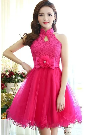С лямкой на шее платья для выпускного Короткие коктейльные платья Baile Latino Mujer vestidos Vestidos de regreso "," TK503 - Цвет: Rosy