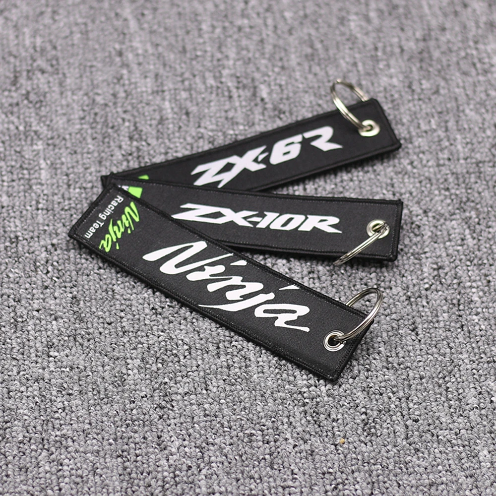 

Motorcycle Collectable Embroidery Strap Keyring Keychain For Kawasaki Ninja ZX6R ZX10R ZX-6R ZX-10R Key Ring Chain