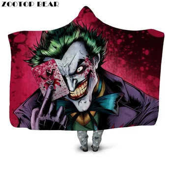

Funny Clown Throw Hooded Couple Camping Blanket Adults Wearable Newest 3D Print Soft Plush Bedding Office Quilts Fashion Brand