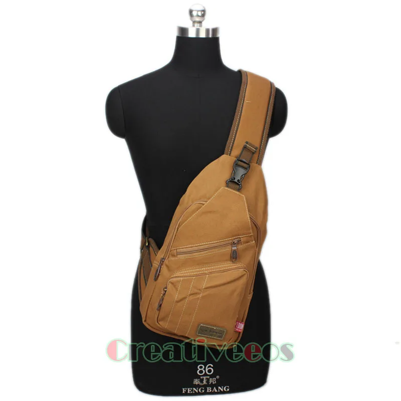 

Men Canvas Vintage Travel Riding High Capacity Cross Body Messenger Shoulder Back pack Sling Chest Bag