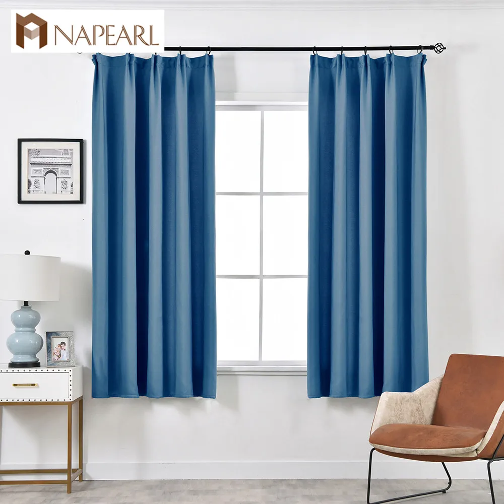 

NAPEARL Short Curtains Solid Thick High Shading Drops For Living Room Windows Thread Fabric All Match Draper Tape Bedroom Modern