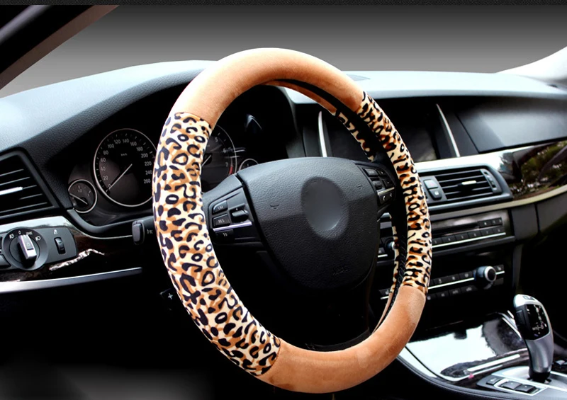 Зимний 7 цветов Чехол рулевого колеса автомобиля модный леопардовый дизайн плюшевая Мягкая универсальная Оплетка на руль автомобиля Стайлинг