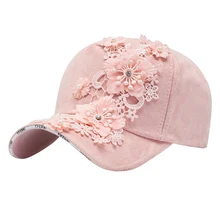 Для женщин Кепки s корейский стиль красивые с цветочной аппликацией Шапки высокое Качественный Хлопок Мода летние Повседневное шапка бейсболка кепка 3 цвета