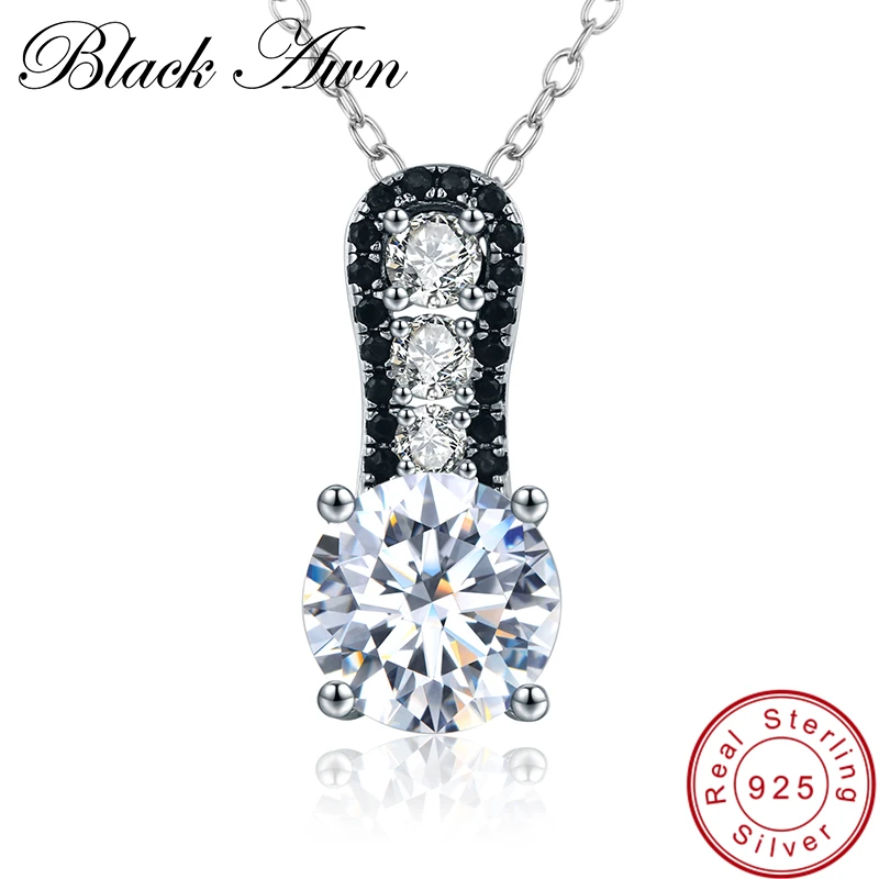 

[BLACK AWN] Trendy Necklace pendants 925 Sterling Silver Jewelry Necklace for Women P043