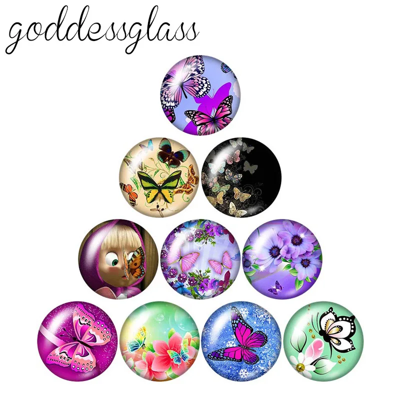 

Fashion Beauty Flowers 10pcs 12mm/18mm/20mm/25mm Round photo glass cabochon demo flat back Making findings ZB0482