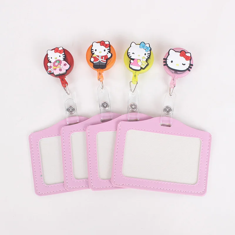

Cute Kitty Silicone card case holder Bank Credit Card Holders Card Bus ID Holders Identity Badge with Cartoon Retractable Reel