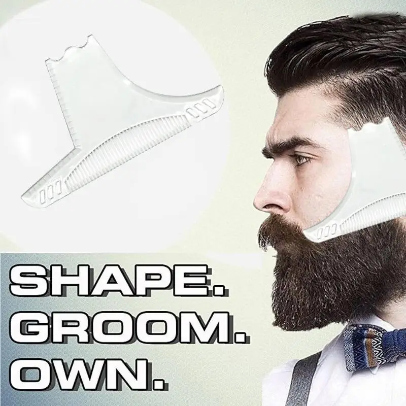 Transparent Beard Comb+Comb+Beard Scissors Suit Beard Grooming Shaping Kit Hairdressing Supplies Salon Hair Care Styling Tool