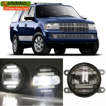 

eeMrke Car Styling For Lincoln Navigator 2007-2014 2 in 1 LED Fog Light Lamp DRL With Lens Daytime Running Lights