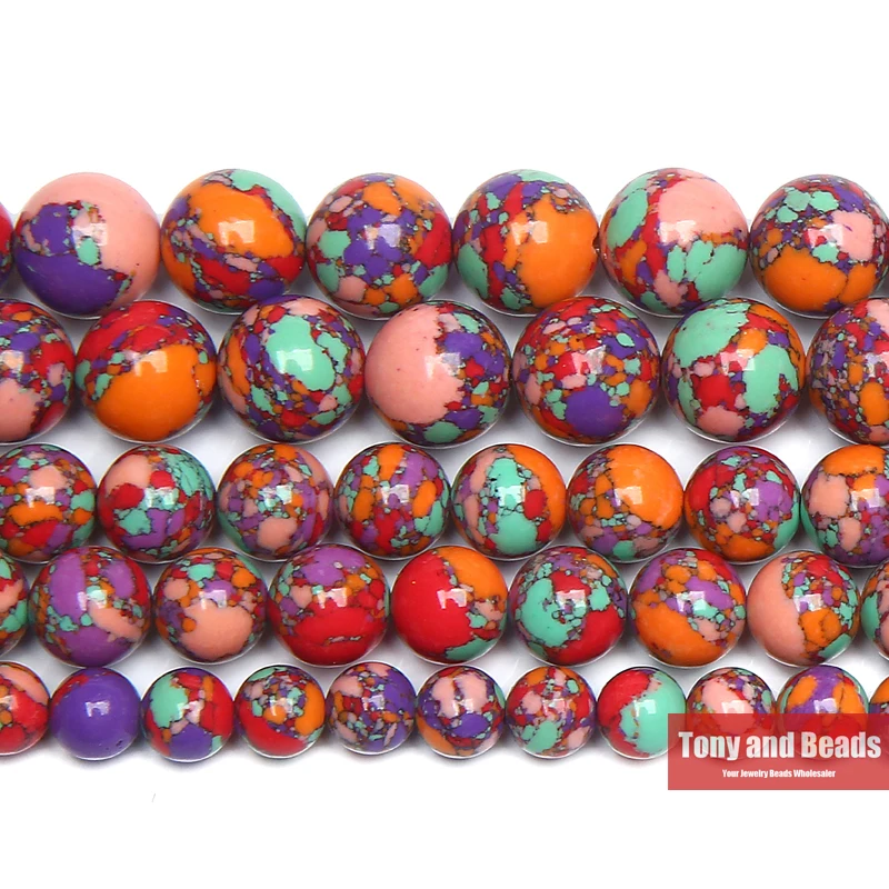 

Free Shipping Synthetic Stone Red Painting Jaspers Round Beads 15" Strand 6 8 10 12MM Pick Size For Jewelry
