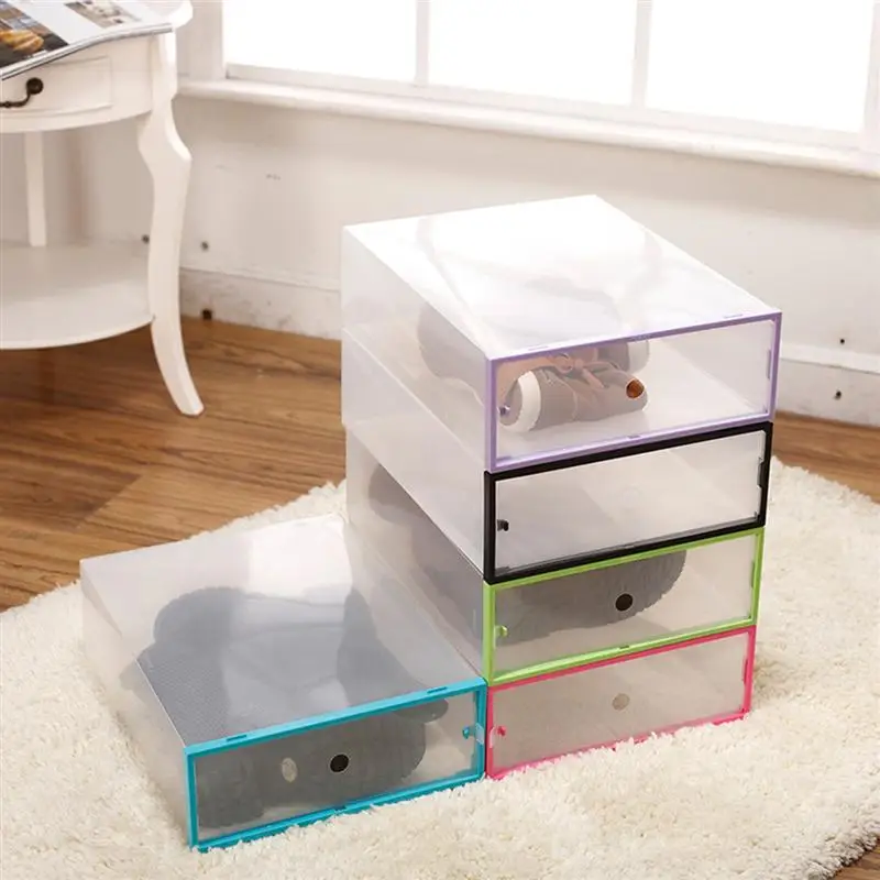

1 pc Boots Storage Box Transparent Thicken Durable Plastic Holder Shoebox Shoes Organizer with Frame for Women Girls
