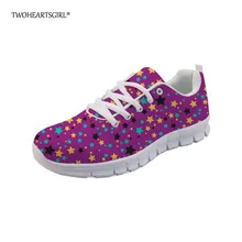 Twoheartsgirl/фиолетовая дышащая женская обувь из сетчатого материала; Повседневная весенне-летняя прогулочная обувь на плоской подошве; удобные модные Шнурованные кроссовки