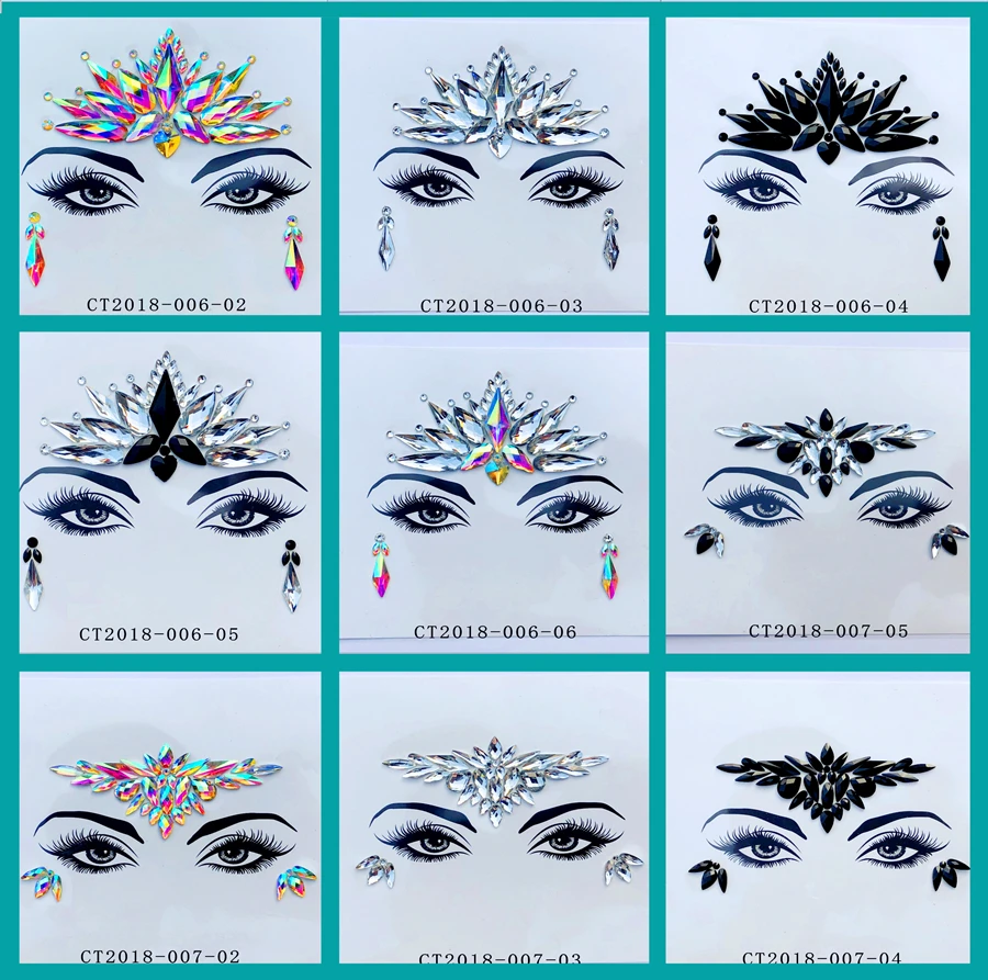 Женская кристальная наклейка для фестиваля, вечерние блестящие украшения для лица и глаз, боди-арт, сценический макияж, украшение, временные тату-Стикеры
