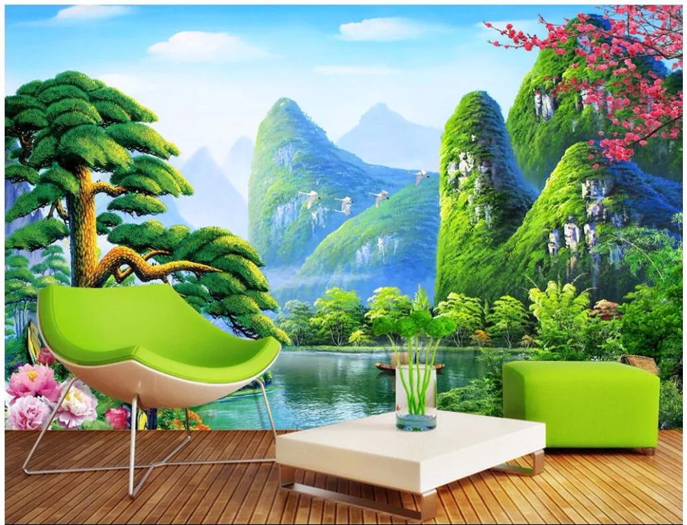 

3d wall murals wallpaper for walls 3 d wallpaper custom photo Guilin landscape TV background wall living room painting