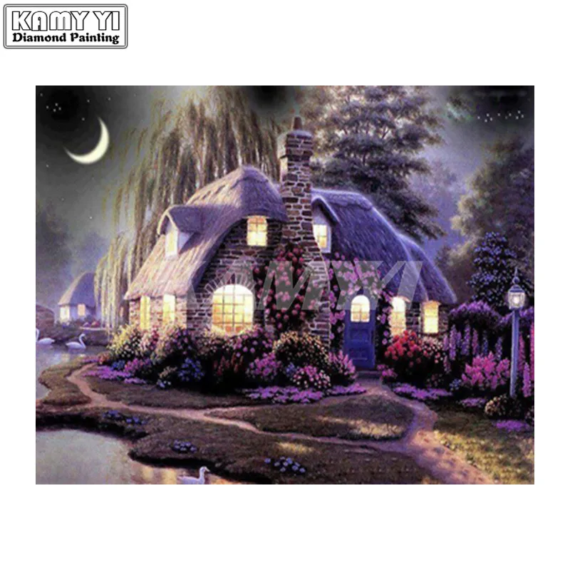 Rural, Landscape, Full, 5D, DIY, Diamond Painting, Needlework, Diamond Embroidery, Cross Stitch, Square Rhinestone, Home -3_