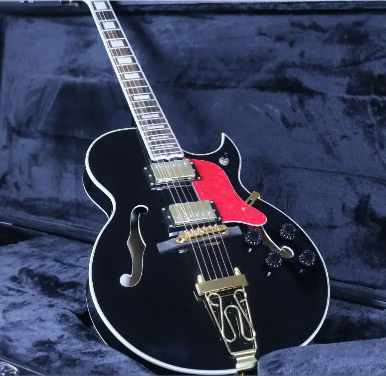 Top Quality Stock Full Hollow Body 41'' Electric Guitar Small Gold