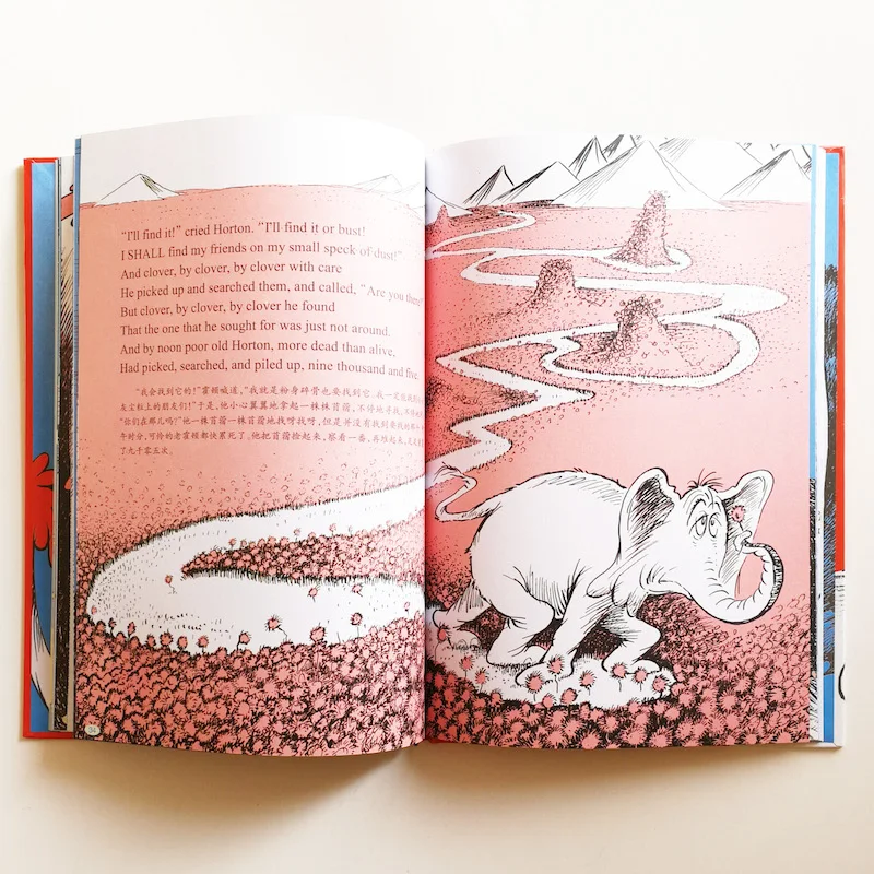Hears a Who! Inglês e Chinês Horton Seuss Classics Crianças - Kids Picture Book Livro Bilíngüe Simplificado Capa Dura Dr. 3 High Quality Material escolar e de escritório