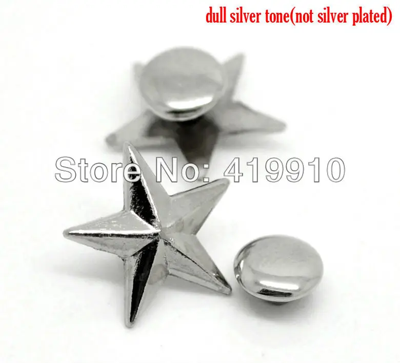 

Free shipping -50 Sets Silver Tone Star Spike Rivet Studs Spots 14mmx13mm 7mm Bag Leather Clothes J1280