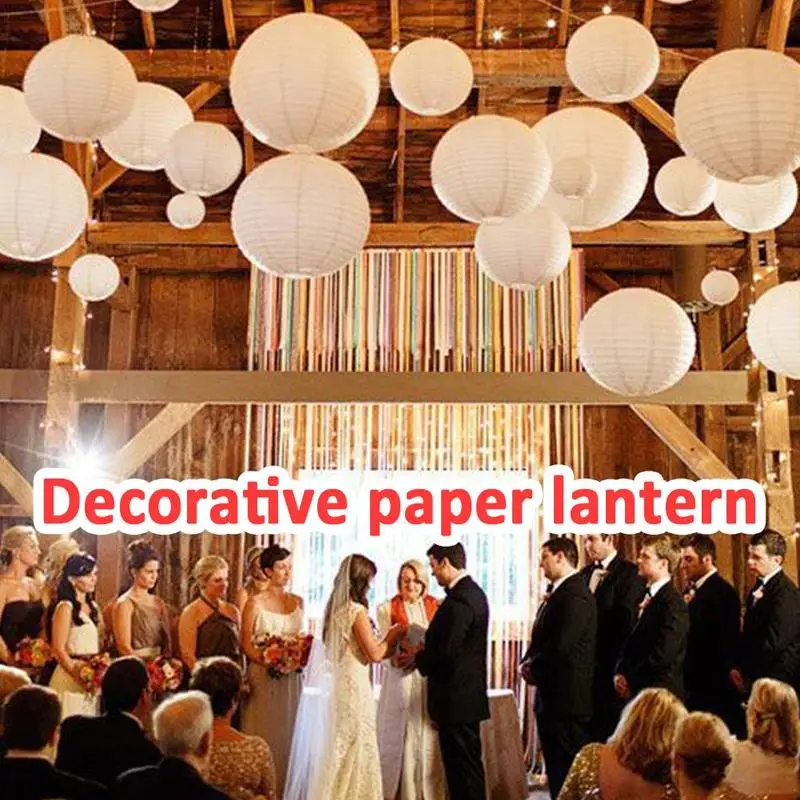 20 30cm White Chinese Paper Lampion Lanterns Assorted Sizes Round