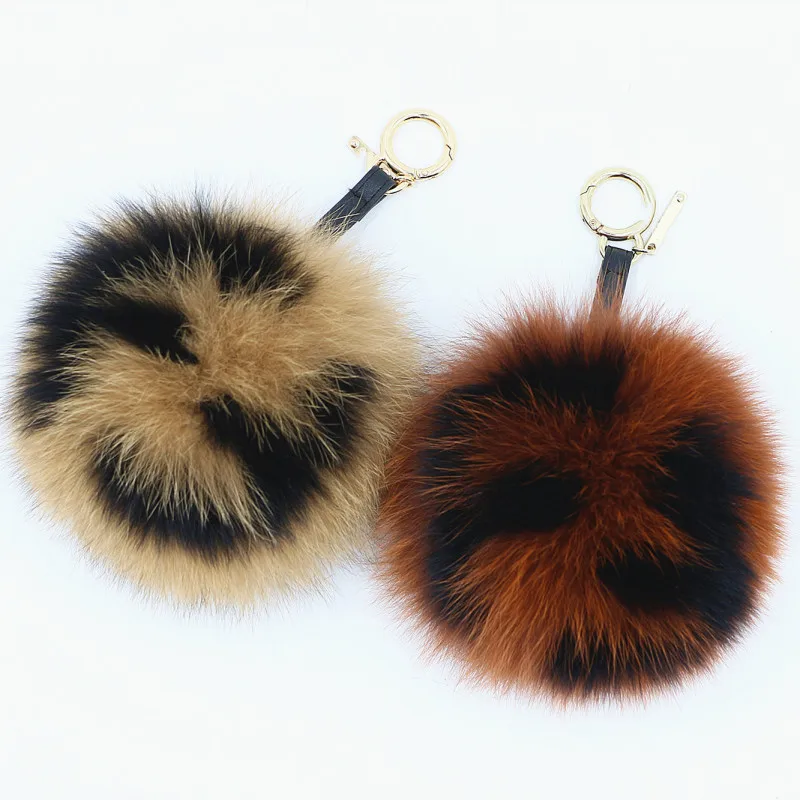 

Custom Genuine Fox Fur Pompom Ball Handbag Pendant 15cm Letter FF Real Fur Fox Key Chain Bag Charm Pompon Round Ball Keychains