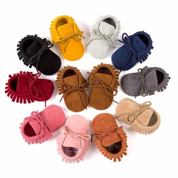 

Baby Girl Shoes Fashion Baby Fringe Soft Sole Non-slip First Walkers Newborn PU Suede Leather Crib Shoes