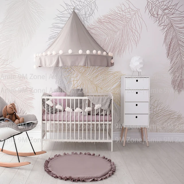 Soft Pale White And Cream Color Feather Drawing Wall Background Soft Pale White And Cream Color Feather Drawing Wall Background Decor Wallpaper Children Wallpapers Kid S Nursery