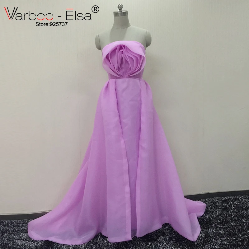 Varboo_elsa Vestidos Elegantes Noche арабский Стиль Вечерние платья Длинные 2018 Высокое качество органзы Фиолетовый Выпускные платья