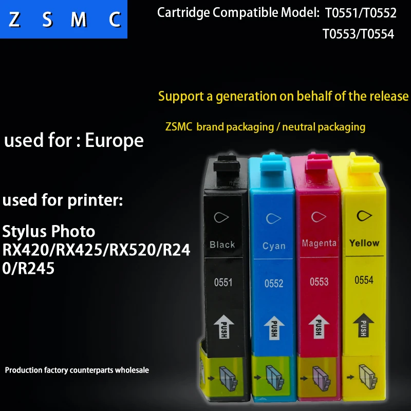 

4pcs Compatible ink cartridge T0551 suitable for R240 RX420 printer