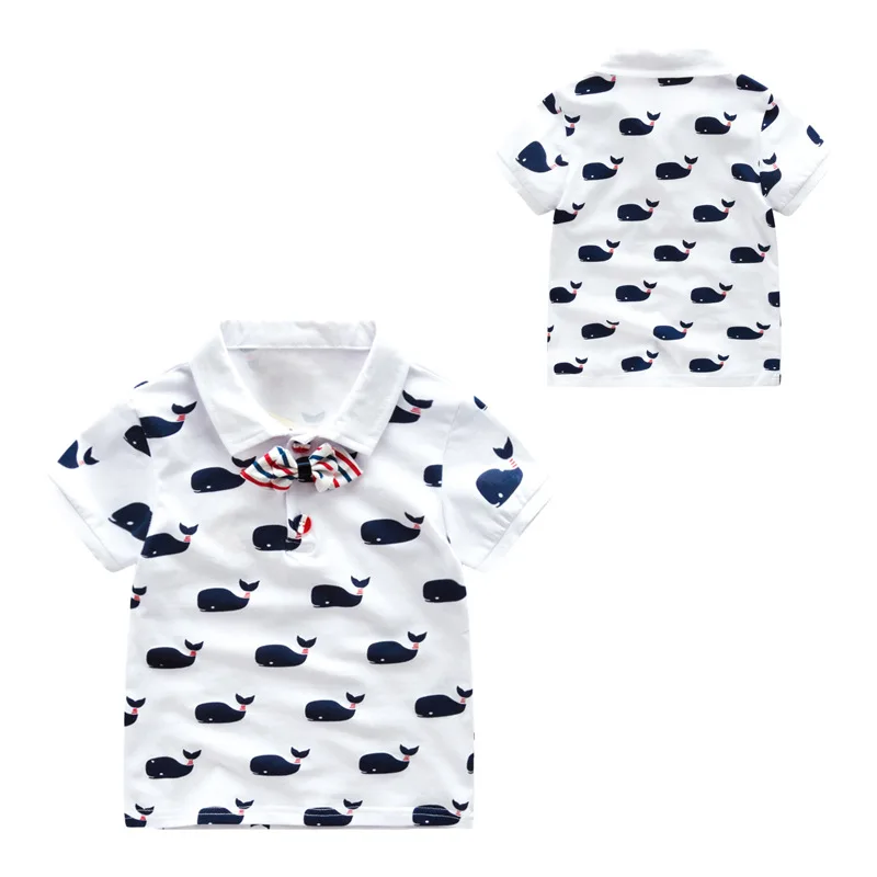 

2016 Summer Polos Whale Children Boys Bow Tie Polo Shirts Short Sleeve Polo Shirt Baby Boy Clothes Tops Free Shipping