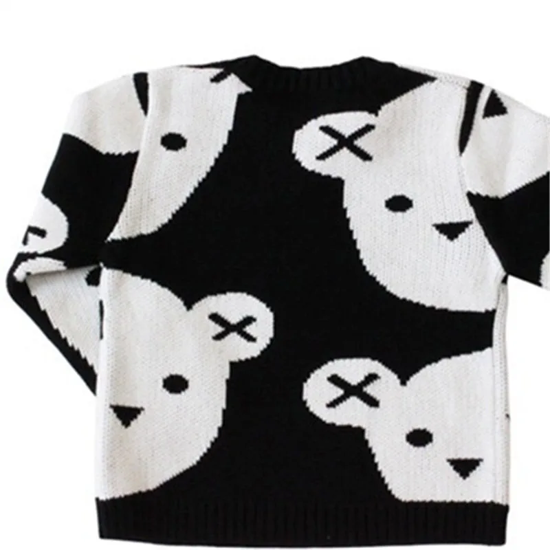 Весенне-осенне-зимние теплые вязаные свитера для маленьких мальчиков и девочек хлопковые пуловеры для малышей от 1 до 5 лет верхняя одежда для детей с рисунком медведя панды