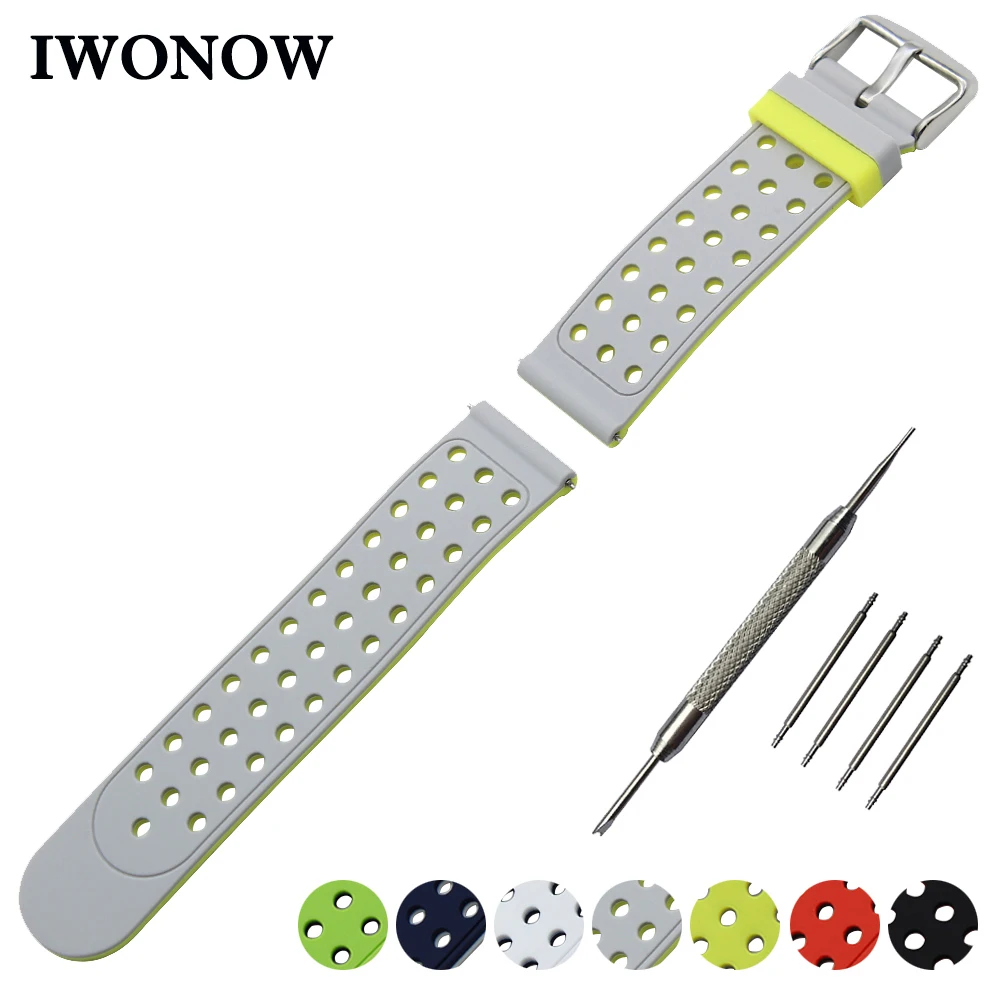 

Silicone Rubber Watch Band 24mm for Suunto TRAVERSE Double Side Wearing Strap Wrist Belt Bracelet + Tool + Spring Bar Black Red