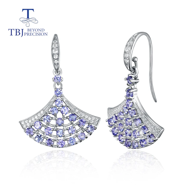 

TBJ,Dancing girl natural 3ct blue tanzanite hook earring 925 sterling silver fine jewelry for women best gift