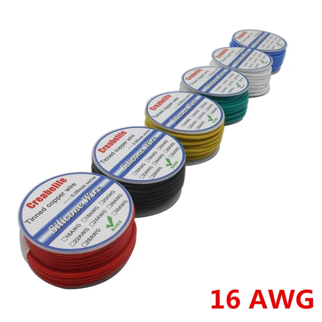 10 m 16 AWG גמיש סיליקון חוט RC כבל OD 3.0 מ"מ קו 6 צבעים כדי לבחור עם סליל משומר נחושת חוט חשמל חוט
