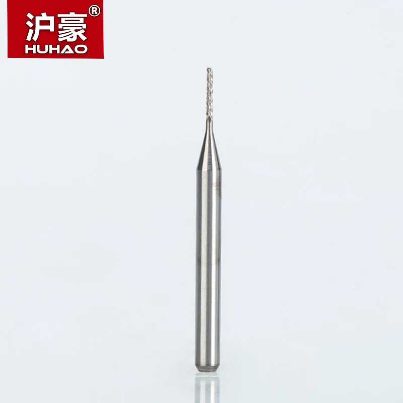 HUHAO 10pc/lot 3.175mm PCB Drill Bit Set PCB Router Bits Left Spiral PCB Milling Cutter Down Cut Corn End Mill Engraving Bit CNC